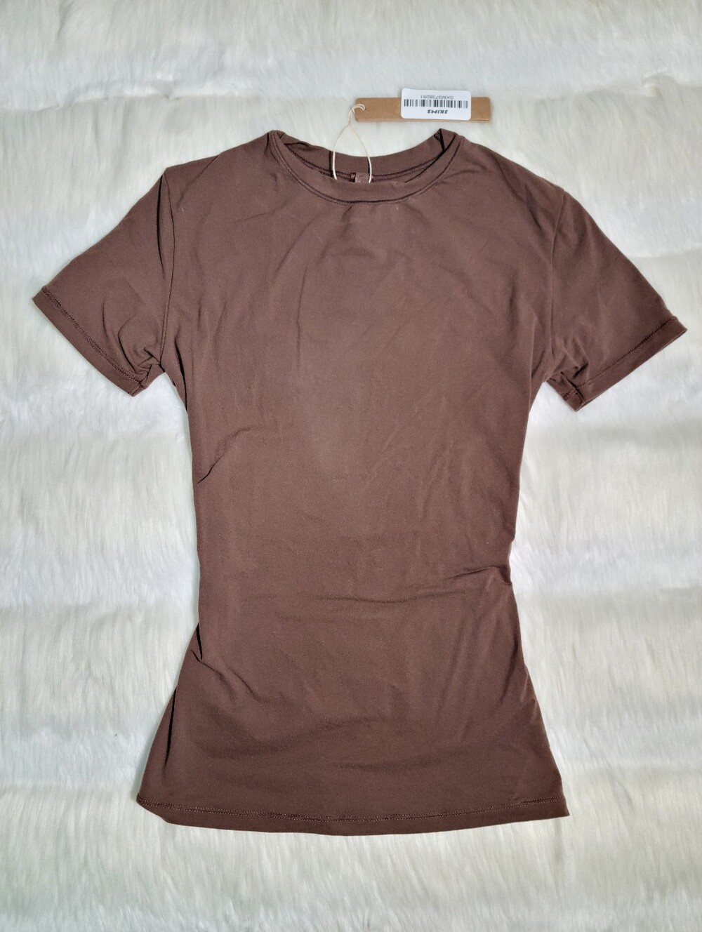 SKIMS Fits Everybody Short Sleeve T Shirt Brown Cocoa Women XXS NEW